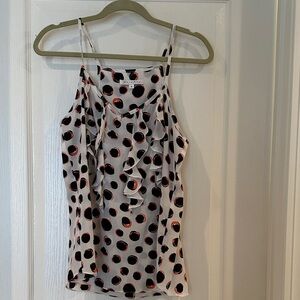 Joy Joy Black and Orange Polka Dot Top